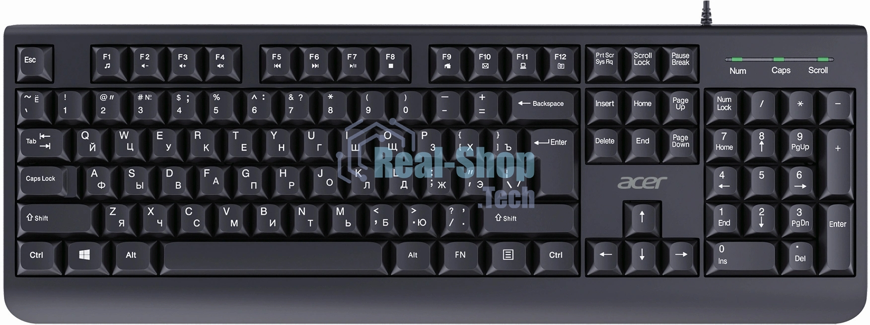 Клавиатура Acer OKW400 проводная, USB Type-A, черный