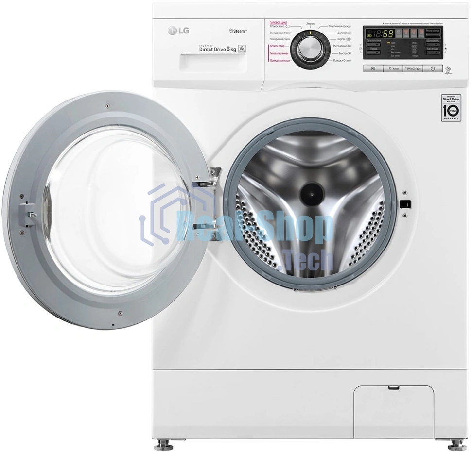 Стиральная машина LG F12M7NDS1 белый, загрузка фронтальная 6 кг, 1200 об/мин, класс A