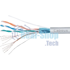 Кабель витая пара F/UTP 5e кат. 4 пары Cabeus FTP-4P-Cat.5e-PATCH-LSZH-GY 26AWG(7x0.16 мм), медь, многожильный (stranded), внутренний, LSZH, нг(A)-HF,