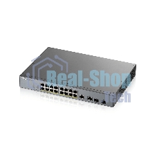 Коммутатор Zyxel GS1350-18HP, 16xGE PoE+, 2xCombo (SFP/RJ-45), бюджет PoE 250 Вт, дальность передачи питания до 250 м, автоперезагрузка PoE-портов, повышенная защита от перенапряжений и электростатических разряд