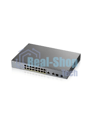 Коммутатор Zyxel GS1350-18HP, 16xGE PoE+, 2xCombo (SFP/RJ-45), бюджет PoE 250 Вт, дальность передачи питания до 250 м, автоперезагрузка PoE-портов, повышенная защита от перенапряжений и электростатических разряд