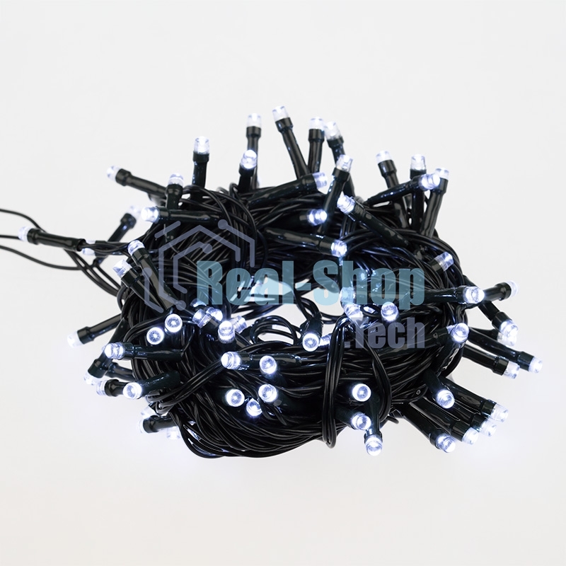 Гирлянда светодиодная универсальная Уличная 100 LED БЕЛЫЕ 10 метров с контроллером