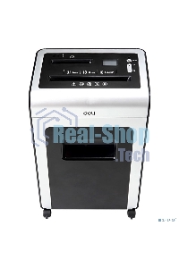 Шредер Deli E9917-EU черный/белый с автоподачей (секр.P-4)/фрагменты/16лист./31лтр./скрепки/скобы/пл.карты/CD