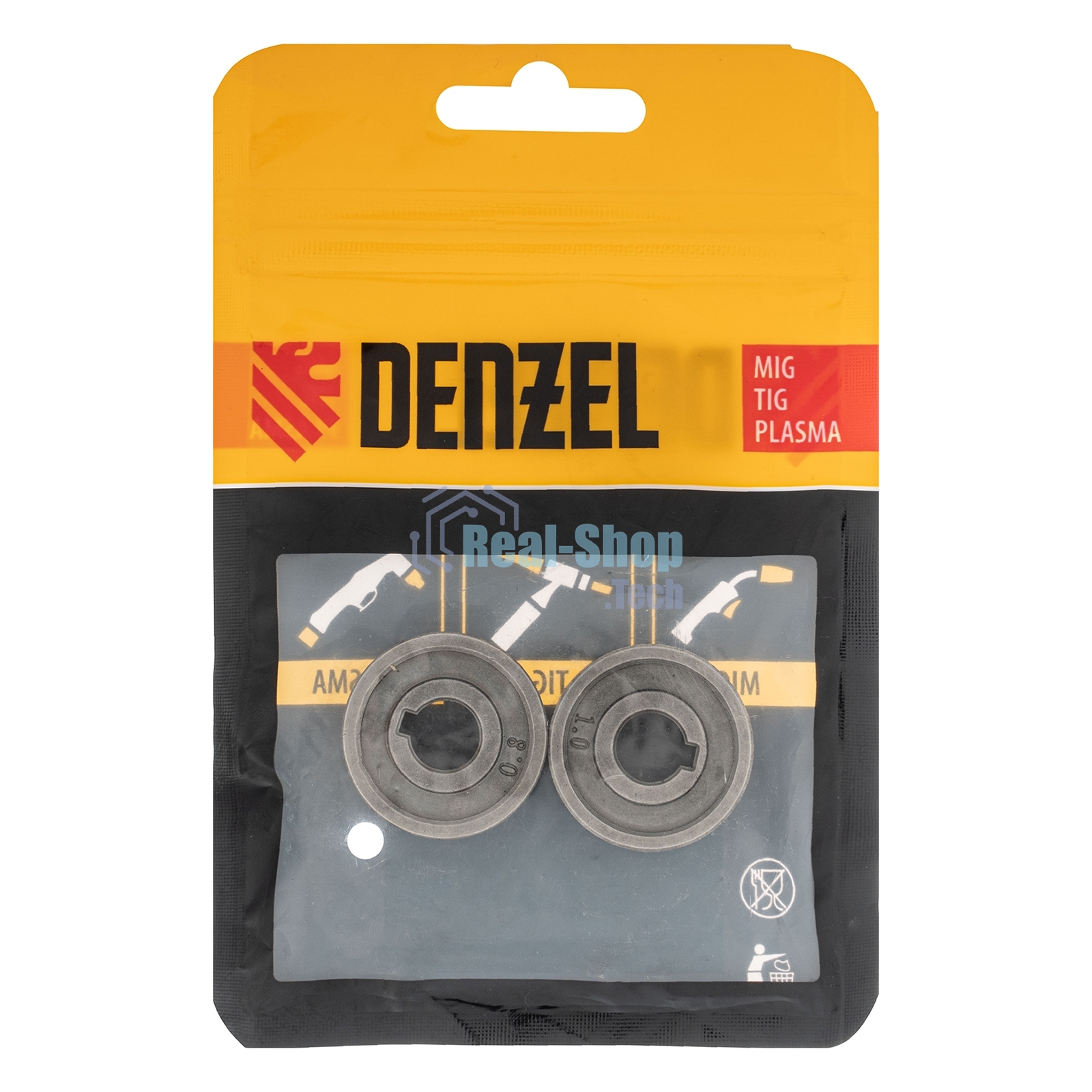 Подающий ролик Denzel зубчатый профиль под флюсовую проволоку 0,8-1мм, 2 шт