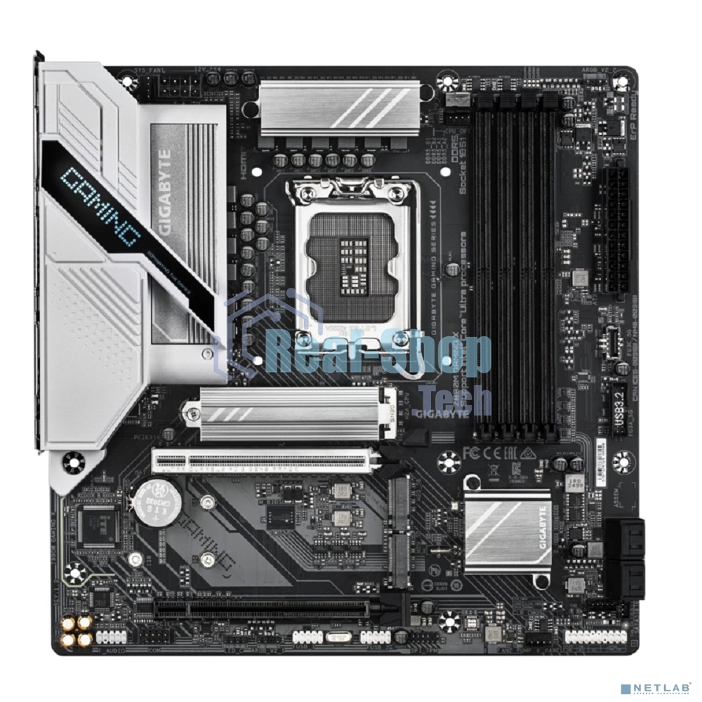 Материнская плата Gigabyte Z890M GAMING X, LGA 1851, Intel Z890, 4xDDR5, 4xSATA, 3xM.2, 1xPCIe 5.0 x16, 1xPCIe 4.0 x16, 1xHDMI, 2xDP, 1x 2.5Gb LAN, 2xUSB-A 2.0, 3xUSB-A 3.2 Gen 1, 3x3.5 мм, 7.1, mATX
