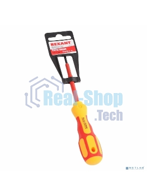 Отвертка Rexant шлицевая диэлектрическая SL5 х 125 мм, до 1000 В, двухкомпонентная рукоятка