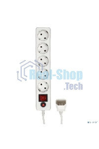 Сетевой фильтр Гарнизон для ИБП, 5 р, 10А, 1.8 м, ур.защиты 4, белый, пакет