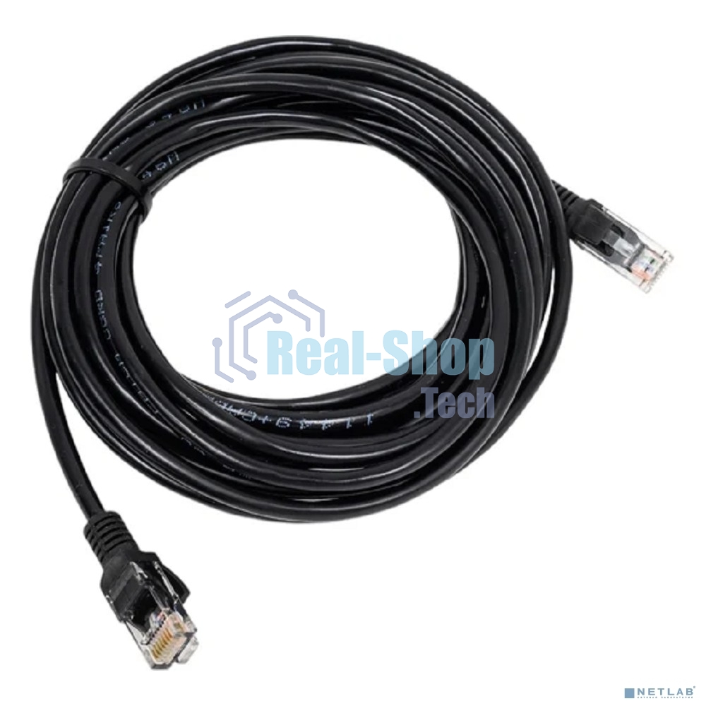 Патч-корд медный UTP Cablexpert PP10-5M/BK cat.5e, 5м, литой, многожильный, черный