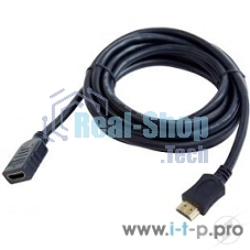 Кабель-удлинитель HDMI Cablexpert CC-HDMI4X-6, 19M/19F, v2.0, позол.разъемы, экран, 1.8м, черный, пакет