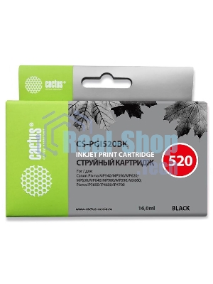 Картридж струйный Cactus CS-PGI520BK черный (16 мл) для Canon Pixma MP540/MP550/MP620/MP630/MP640/MP660/MP980/MP990/MX860/iP3600/iP4600/iP4700
