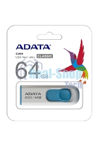 Флешка USB ADATA С008 (AC008-64G-RWE), 64Gb, USB 2.0, R/W 15/5, белый/синий