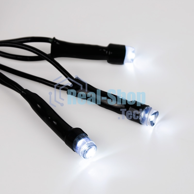 Гирлянда светодиодная универсальная Уличная 100 LED БЕЛЫЕ 10 метров с контроллером