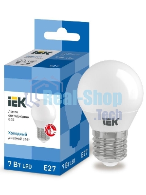 Лампа светодиодная ИЭК LLE-G45-7-230-65-E27 ECO G45 7Вт шар 230В 6500К E27