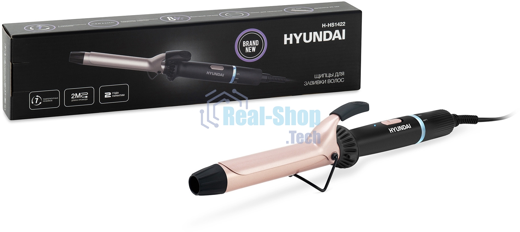 Щипцы Hyundai H-HS1422 40Вт макс.темп.:200С покрытие:керамико-турмалиновое черный