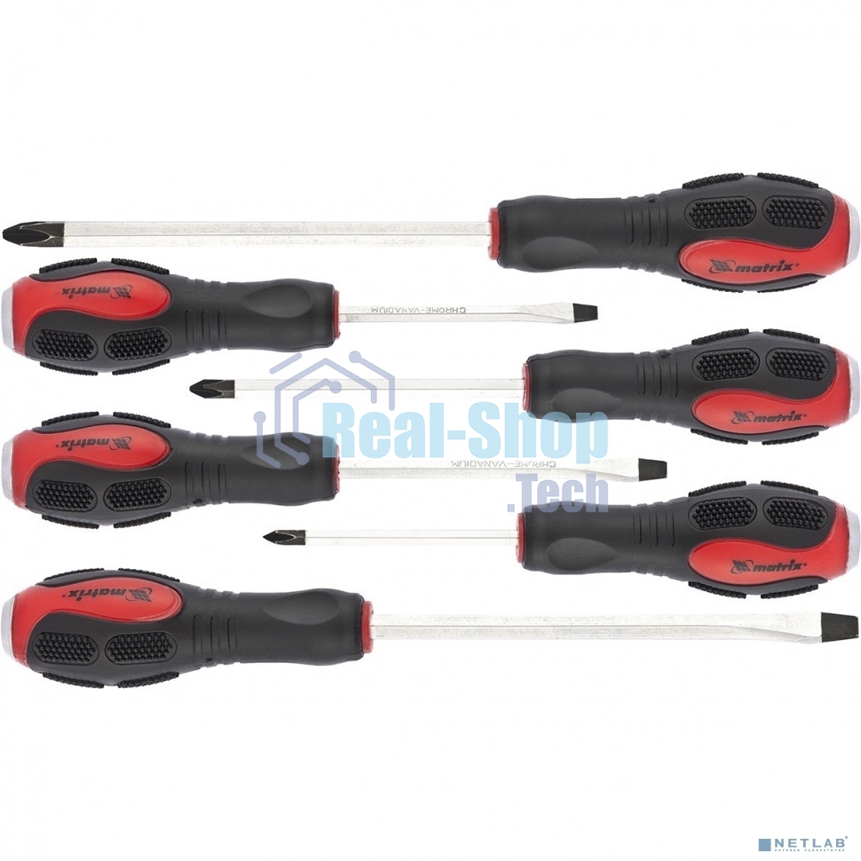 Набор отверток Matrix ударных 6шт. ph1x75 ph2x100 ph3x150 sl5x75 sl6x100 sl8x150 crv