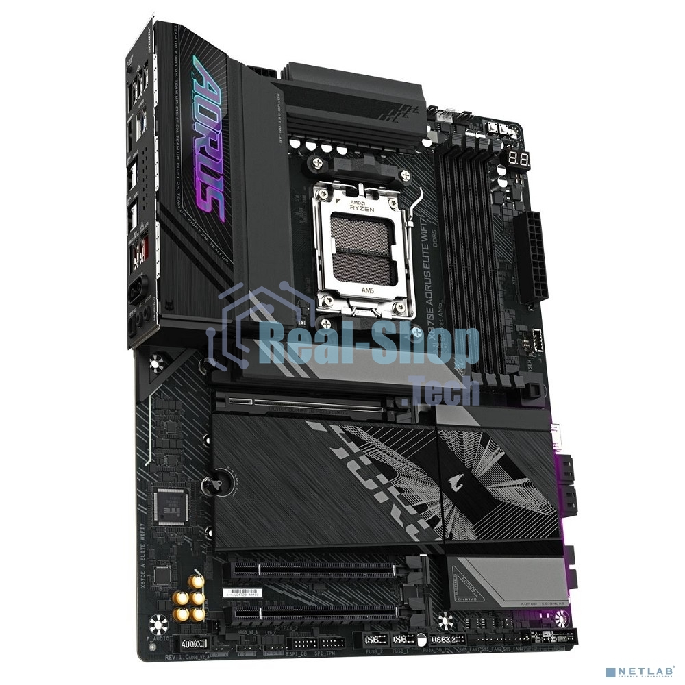 Материнская плата Gigabyte X870E AORUS ELITE WIFI7, AM5, AMD X870E, 4xDDR5, 4xSATA, 4xM.2, 1xPCI-E 5.0 x16, 1xPCI-E 4.0 x4, 1xPCI-E 3.0 x4, 1xHDMI, 1x 2.5Gb LAN, 4xUSB-A 3.2 Gen 1, 2xUSB-A 3.2 Gen 2, 4xUSB-A 2.0, 2xUSB-C 4.0, 2x3.5 мм, 7.1, ATX