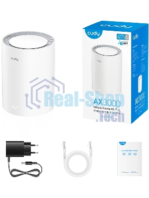 Бесшовный Mesh роутер Cudy M3000(1-PACK) AX3000 10/100/1000/2500BASE-T, белый