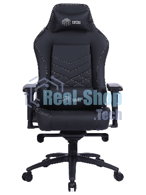 Кресло Cactus CS-CHR-0112BL-M черный, экокожа, 120 кг, подголовник, регулируемые подлокотники, механизм качания