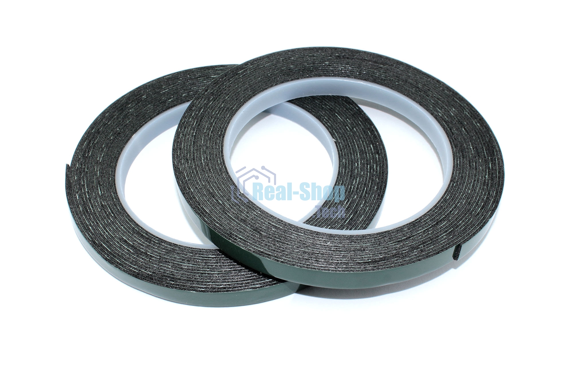 Скотч двусторонний черный вспененный с зеленой защитной лентой толщина 1мм ширина 8мм 5м 2 шт