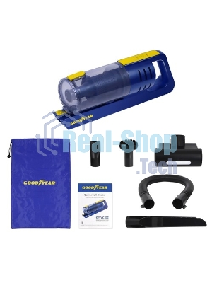 Пылесос автомобильный GOODYEAR GY-VC-02 синий/желтый, 80 Вт, уборка сухая, пылесборник контейнер 0.48 л