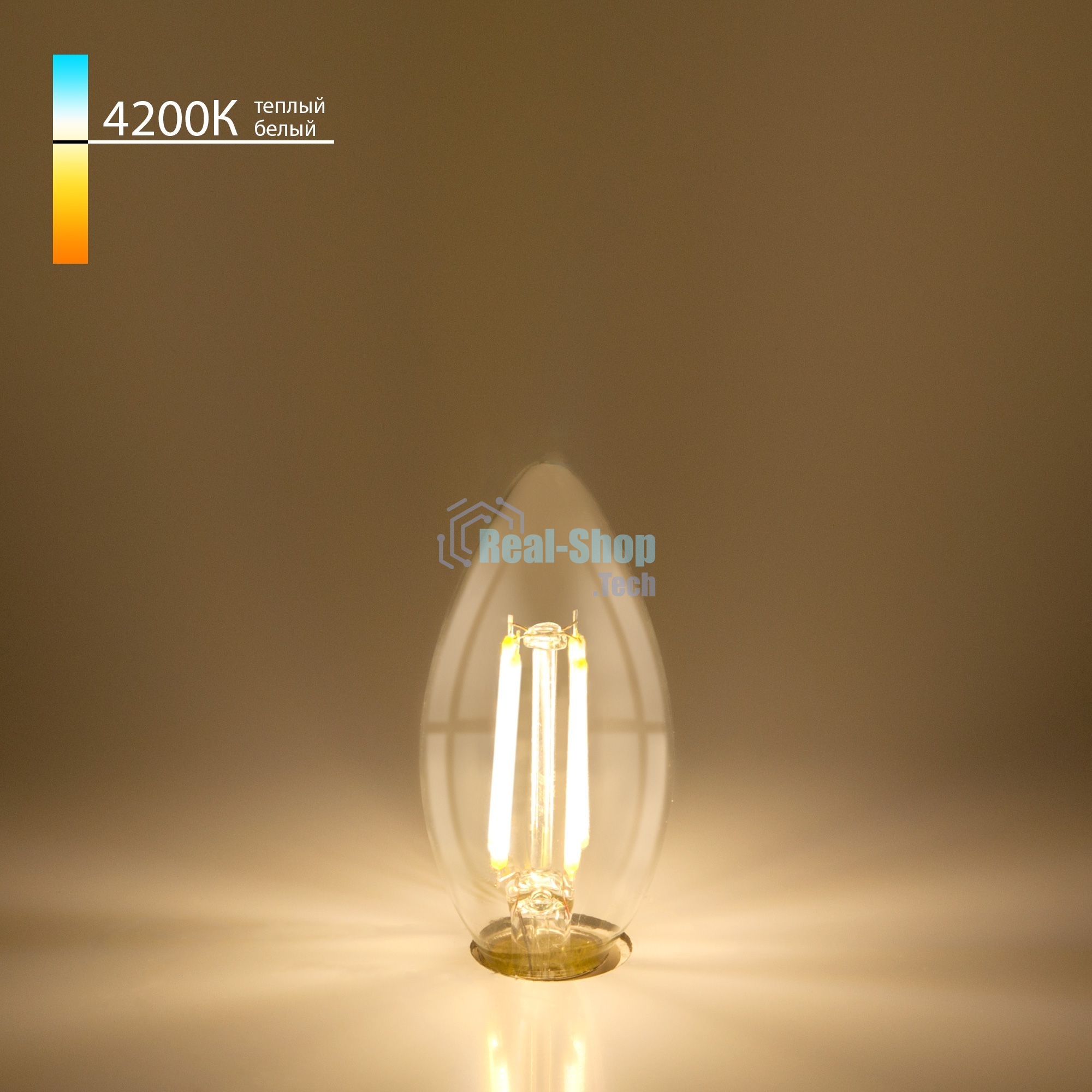 BLE1426/ Светодиодная лампа Свеча 9W 4200K E14 (CW35 прозрачный)