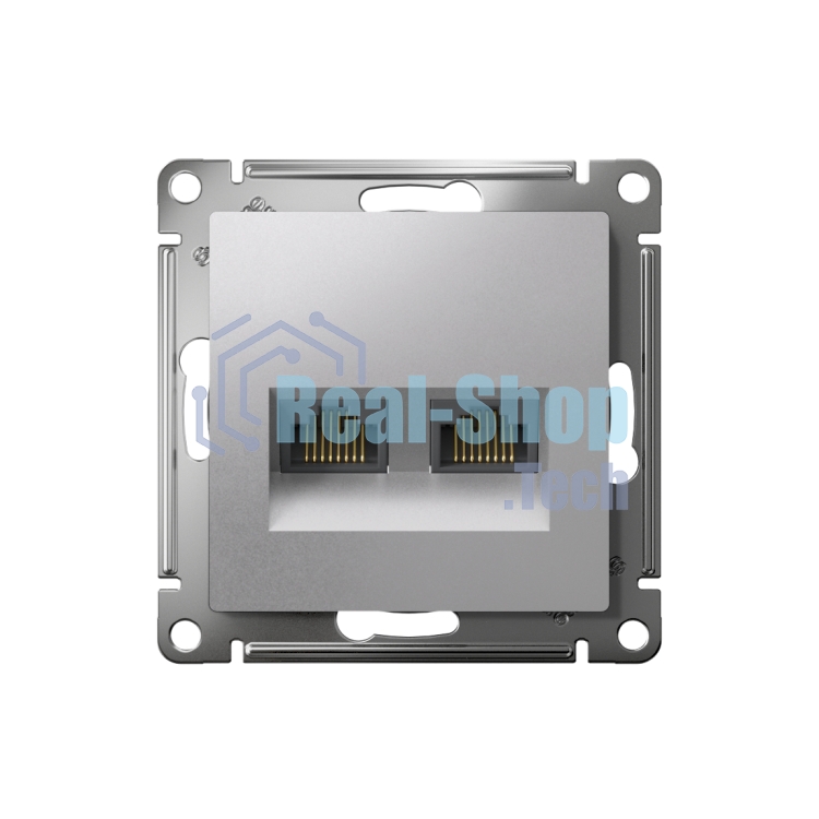 Алюминий Розетка двойная компьютерная RJ45+RJ45, кат.5E, механизм Schneider Electric
