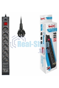Сетевой фильтр Buro BU-SP3 USB 2A-B 3 м (6 розеток) черный (коробка)