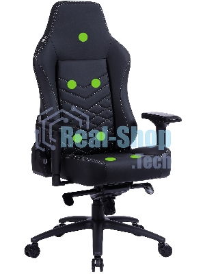 Кресло Cactus CS-CHR-0112BL-M черный, экокожа, 120 кг, подголовник, регулируемые подлокотники, механизм качания