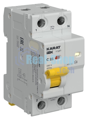 Устройство защиты от дугового пробоя KARAT УЗДП с авт. выкл. 1P+N C 25A IEK KA-DP11-1-025-C