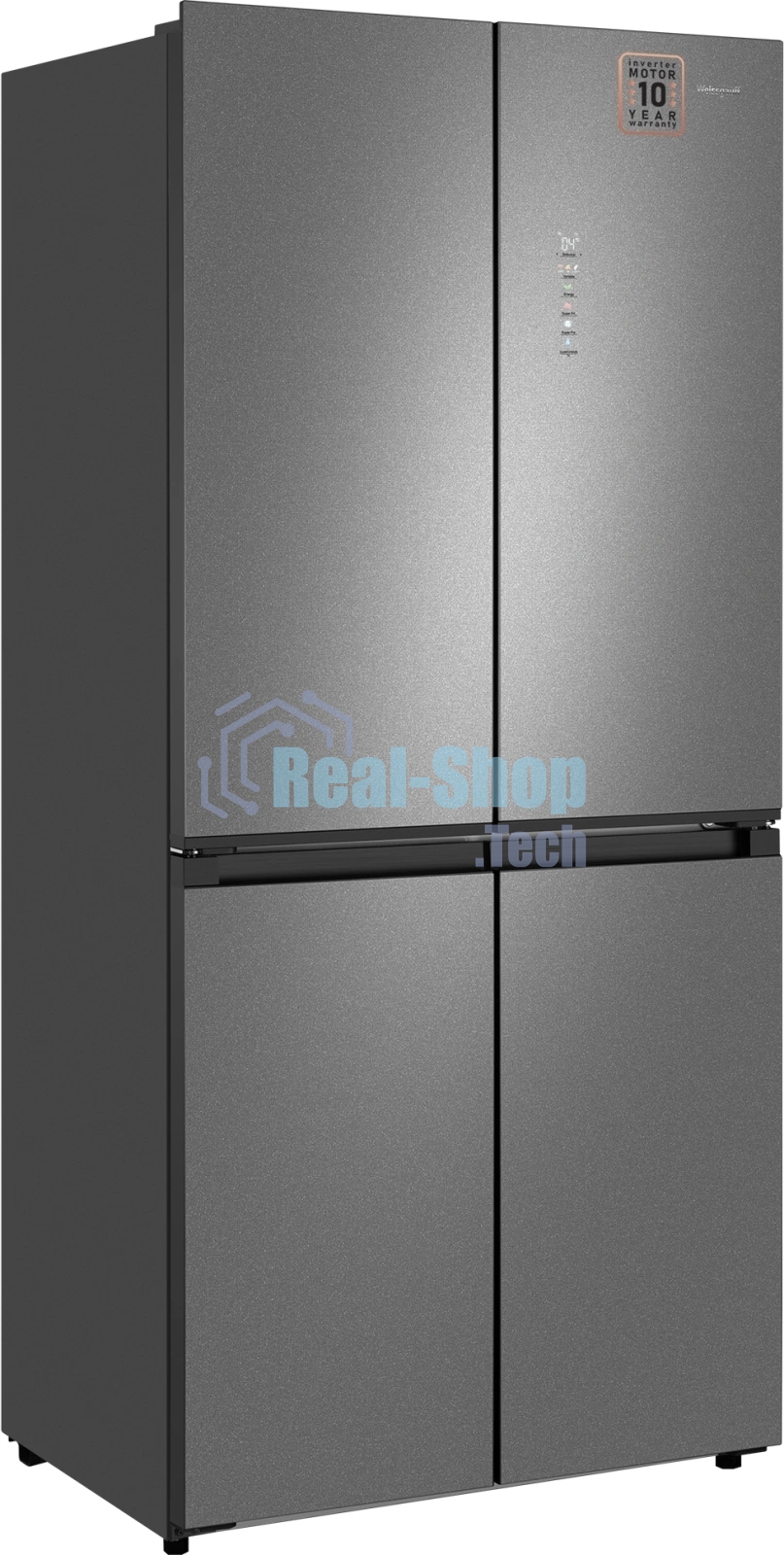 Холодильник Weissgauff WCD 450 Bru Steel Glass NoFrost Inverter матовая сталь трехкамерный 287/163л морозилка снизу, No Frost, Side by Side