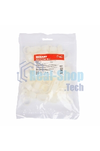 Кабельная скоба под винт Rexant 20 мм, белая, упаковка 50 шт.