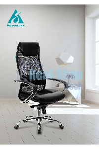 Кресло руководителя Бюрократ CH-609SL/BLACK TW-01 TW-11 черный, спинка сетка, искусст.кожа/ткань, крестовина хром