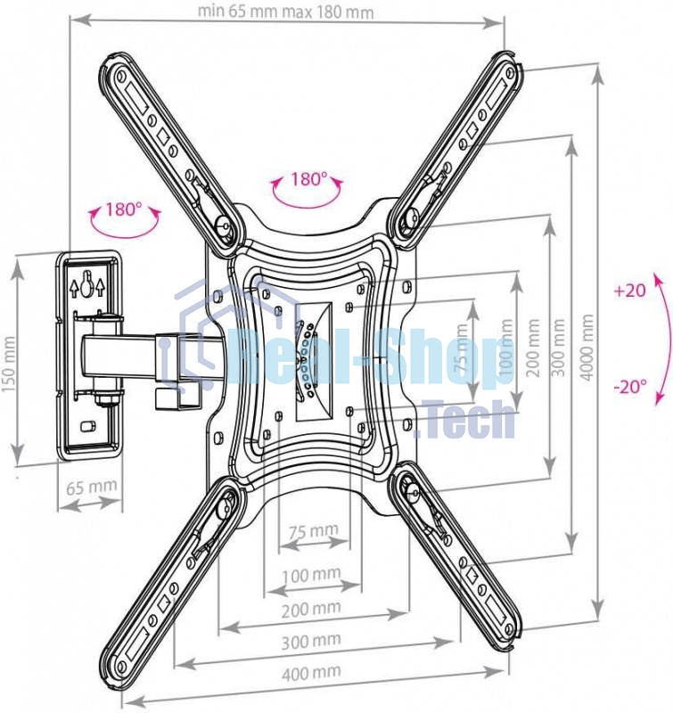 Кронштейн для телевизора Arm media LCD-403 new черный, 26