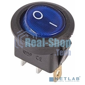 Выключатель клавишный Rexant круглый 250V 6А (3с) ON-OFF синий с подсветкой
