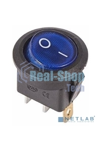 Выключатель клавишный Rexant круглый 250V 6А (3с) ON-OFF синий с подсветкой