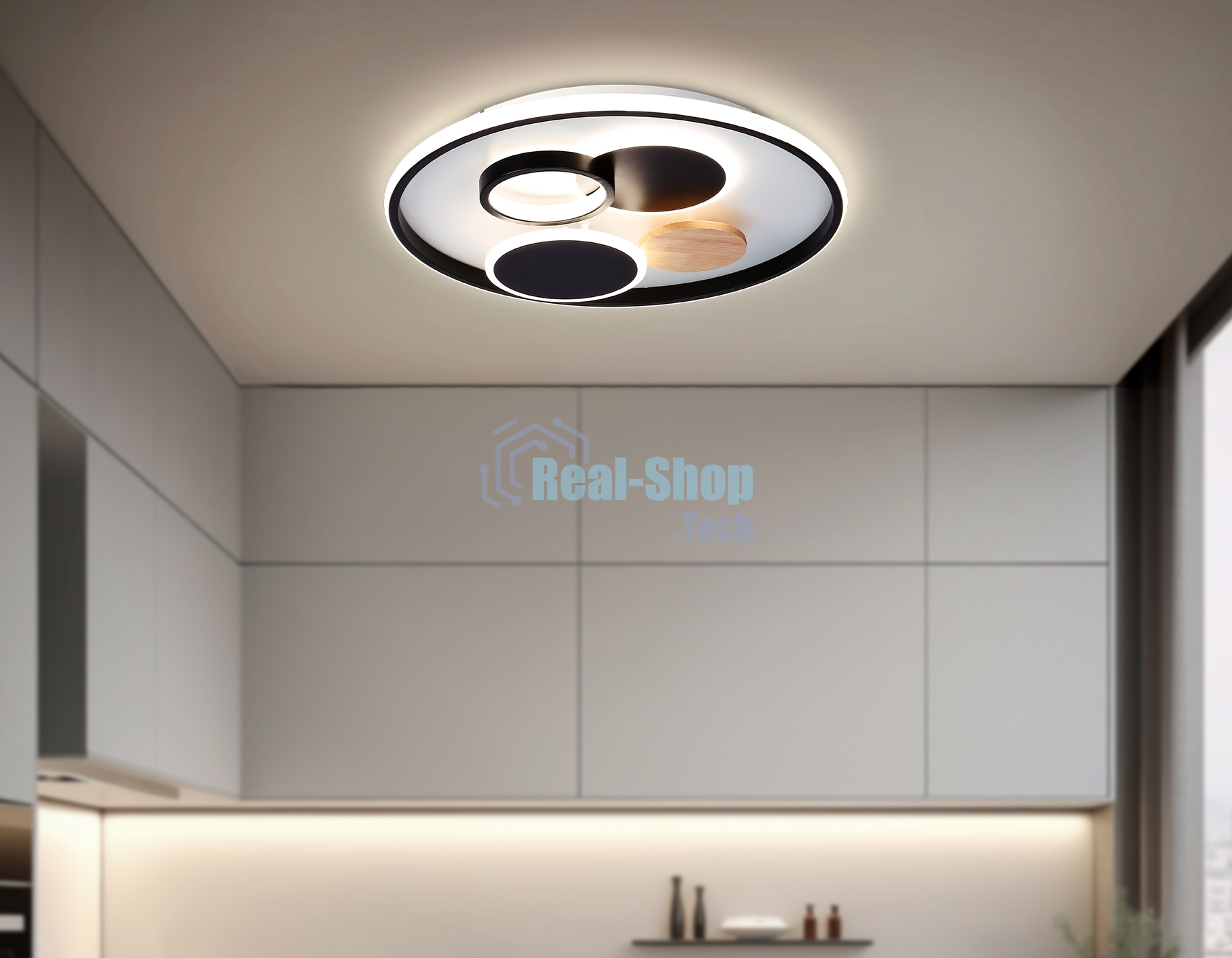 Светильник Ambrella light FL4802 WH/BK белый/черный 3000K-6400K 70W D500*95 (ПДУ ИК)