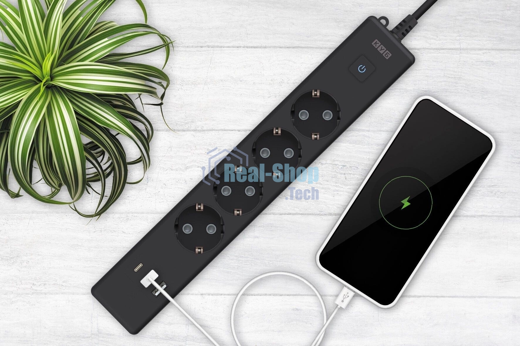 Бытовой удлинитель PowerCube, 4 р с/з вык.,3USB, 3500 Вт, 16А, 1.9 м, 3x1,0 черный PC-7B-2M