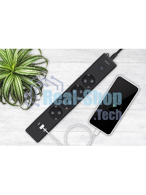 Бытовой удлинитель PowerCube, 4 р с/з вык.,3USB, 3500 Вт, 16А, 1.9 м, 3x1,0 черный PC-7B-2M