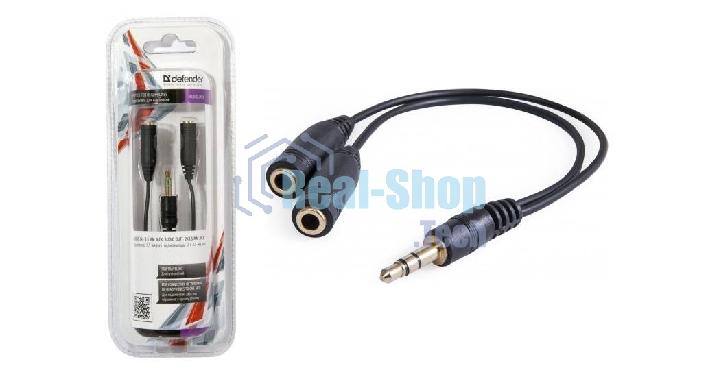 Аудио-переходник Defender jack 3.5мм разветвитель на два разъема jack 3.5мм