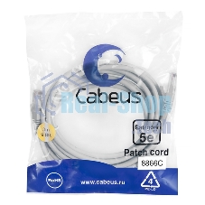 Шнур коммутационный Cabeus, Cat.5e, неэкр., U/UTP, RJ45/RJ45, LSZH, AWG24, 3м, серый