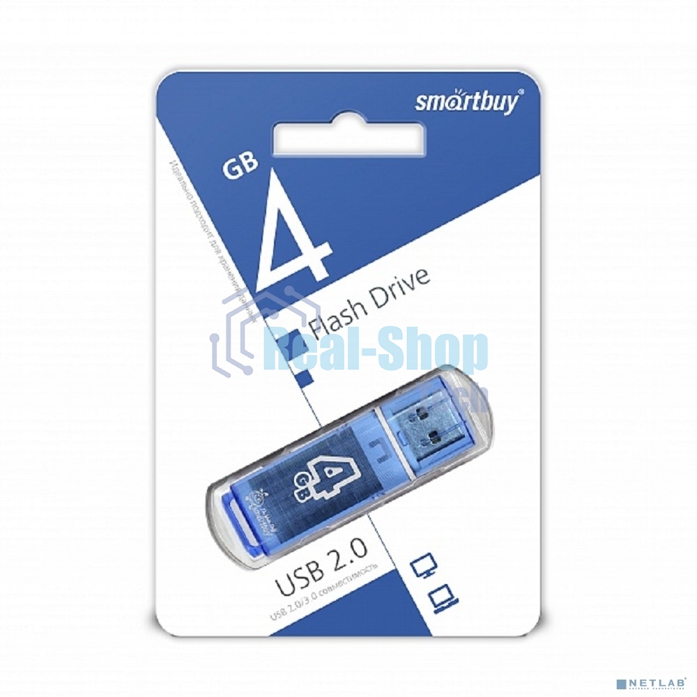 Флешка USB Smartbuy 4Gb USB USB 2.0 Glossy series Blue (SB4GbGS-B)