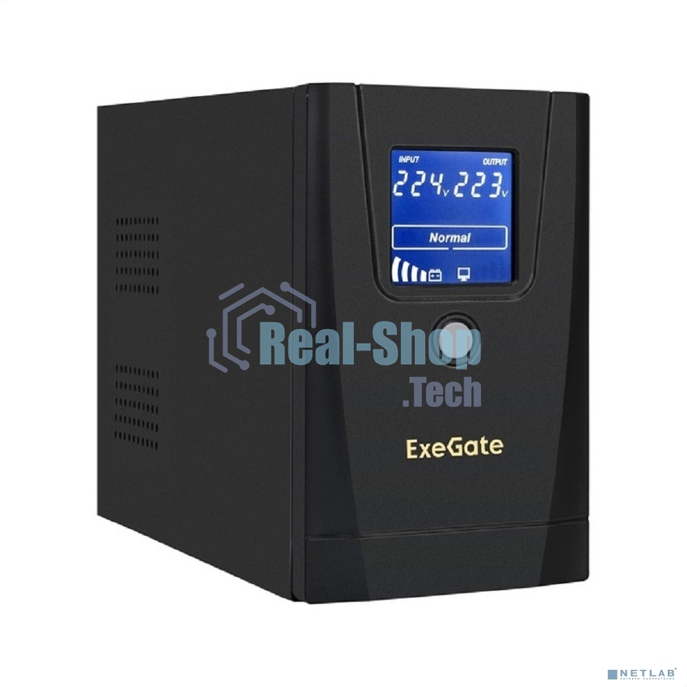 Источник бесперебойного питания ExeGate Power Smart ULB-650.LCD.AVR.1SH.2C13 650VA/360W, LCD, AVR,1*Schuko+2*C13, металлический корпус, черный