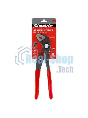 Переставные клещи Matrix 180 мм, кнопочный механизм, хром-ванадий, обливные рукоятки