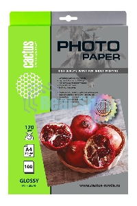 Фотобумага Cactus CS-GA4170100 A4/170г/м2/100л./белый глянцевое для струйной печати