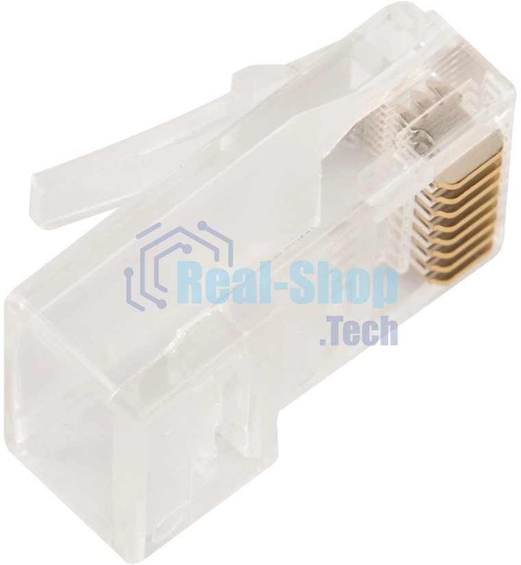 Коннектор LANMASTER RJ45 тип EZ, 8P8C, UTP, Cat.5e, универсальный, со вставкой, покрытие 50 микрон,100 шт.