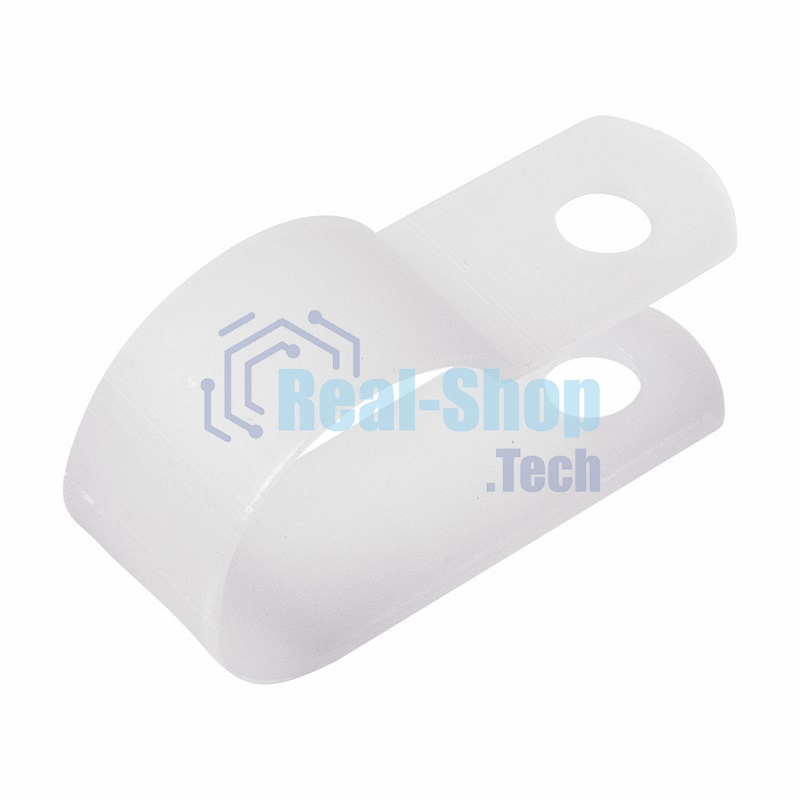 Кабельная скоба под винт Rexant 16 мм, белая, упаковка 50 шт.