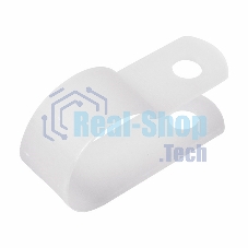 Кабельная скоба под винт Rexant 16 мм, белая, упаковка 50 шт.