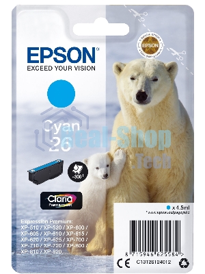 Картридж струйный Epson C13T26124012/C13T26124010 голубой для Epson XP-70 (300стр.)