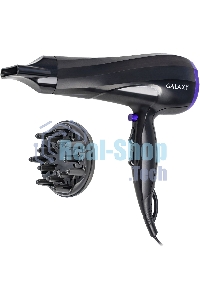 Фен для волос Galaxy Line GL 4332, черный, 2000 Вт, 2 скорости потока воздуха, 3 температурных режима, функция 