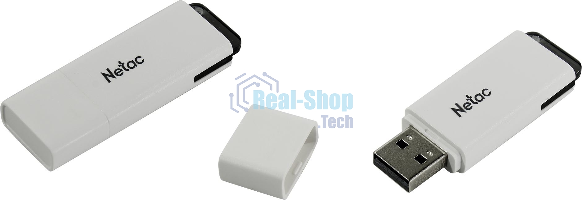 Флешка USB Netac U185, 64Gb, USB 2.0, NT03U185N-064G-20WH, с колпачком, пластиковая белая